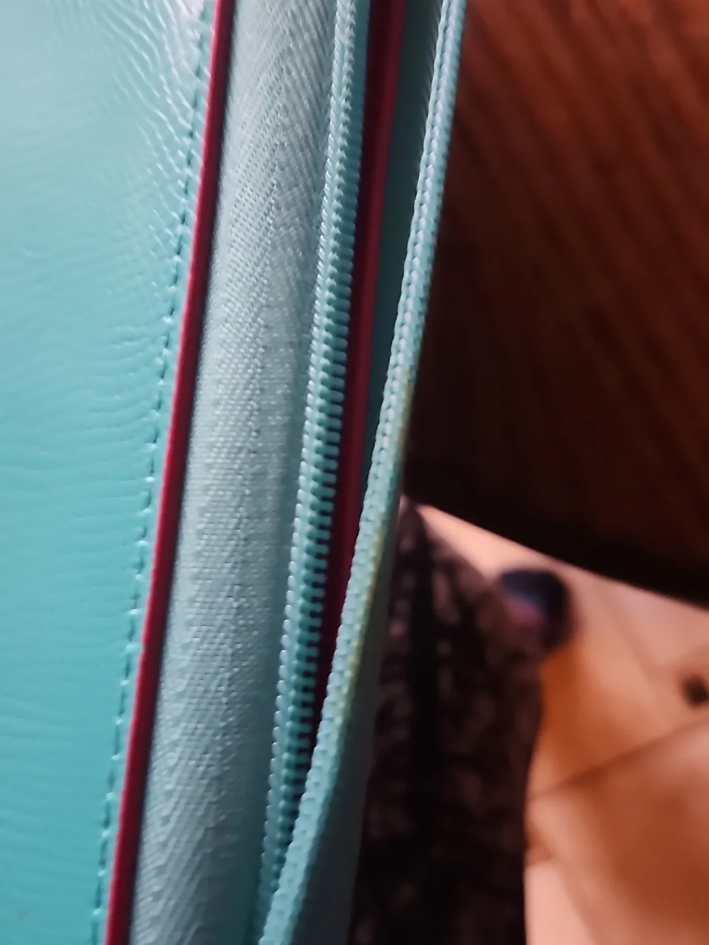 Baekgaard Teal Croc Embossed Leather Zipper Binder